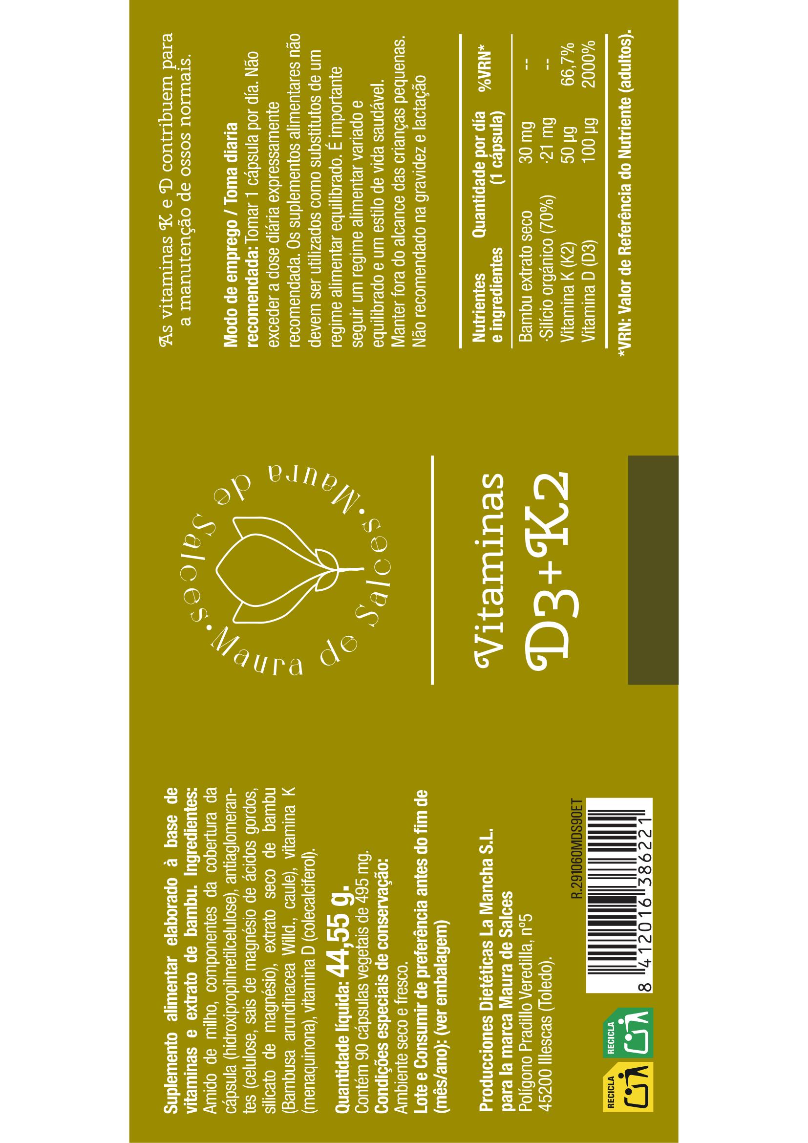 Vitaminas D3+ K2