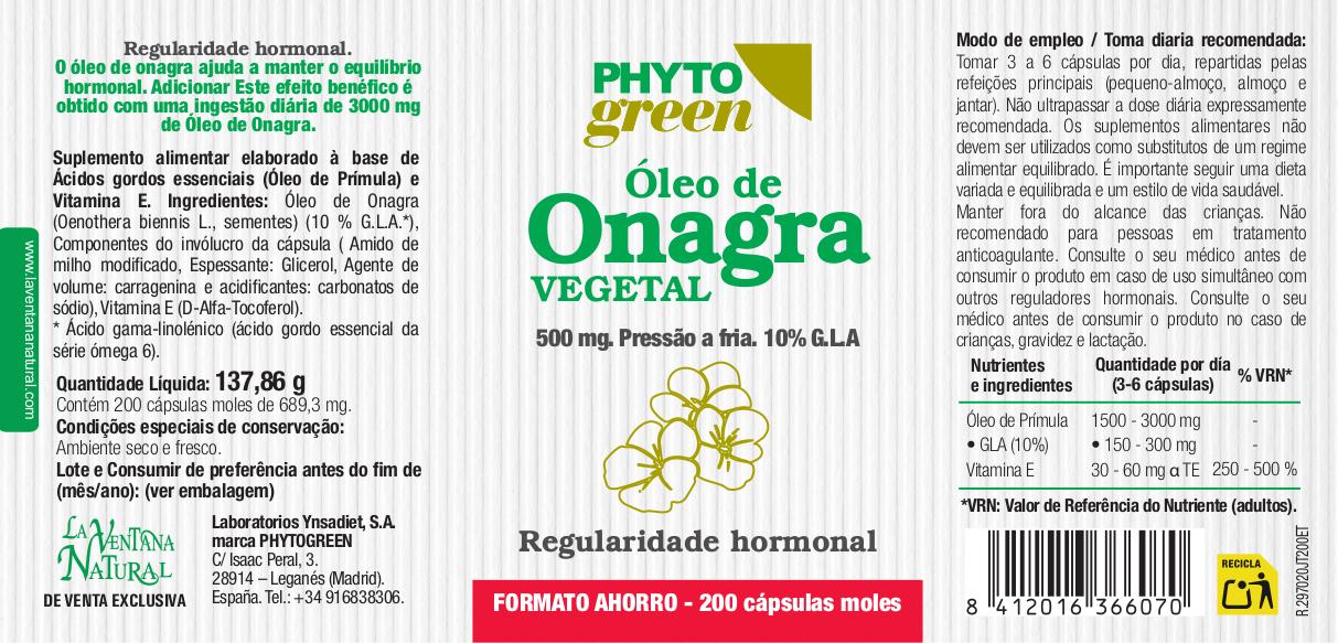Óleo de onagra vegetal