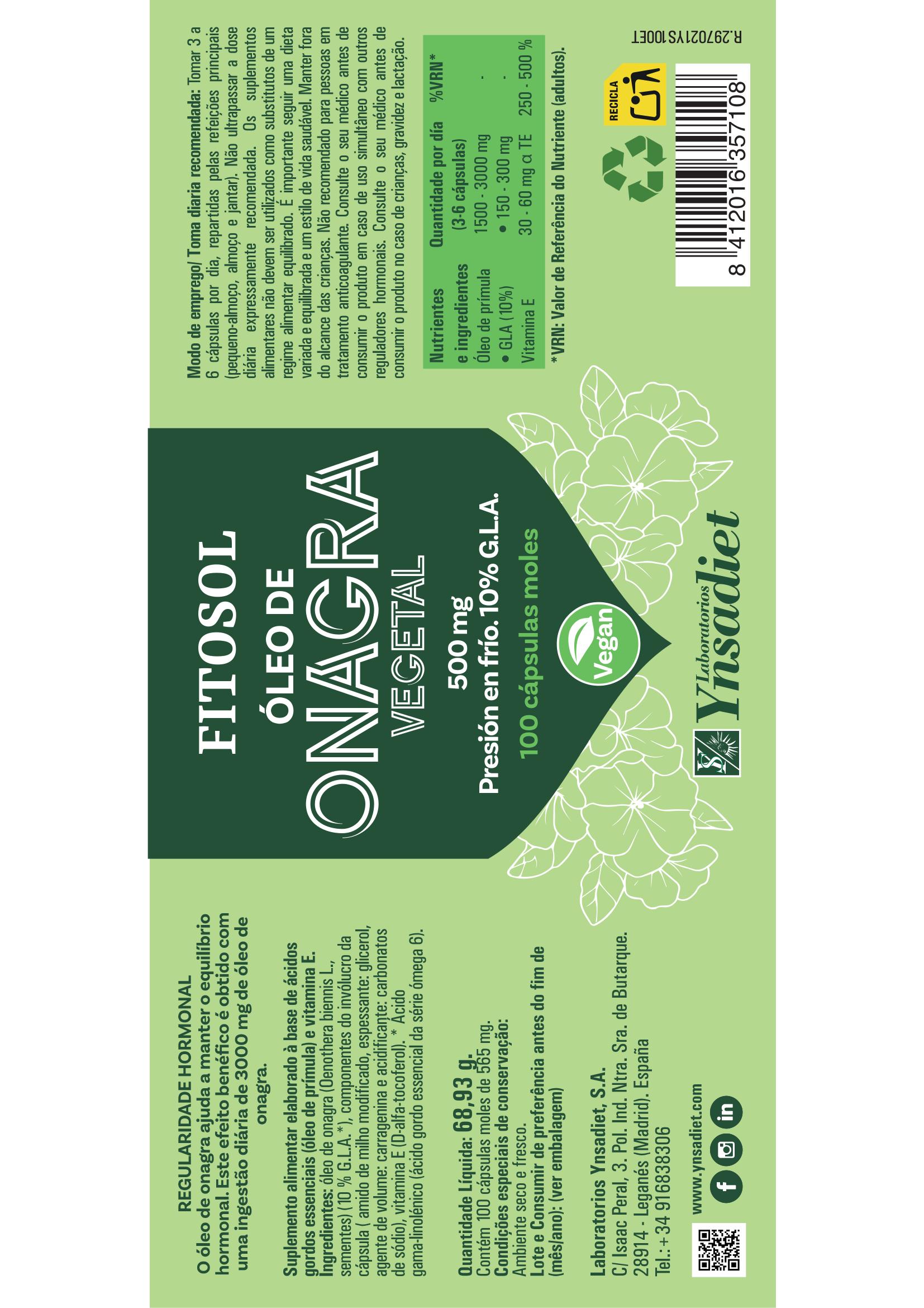 Óleo de onagra vegetal