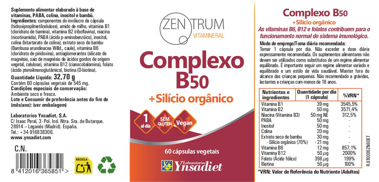 Complexo B50 + silício orgânico