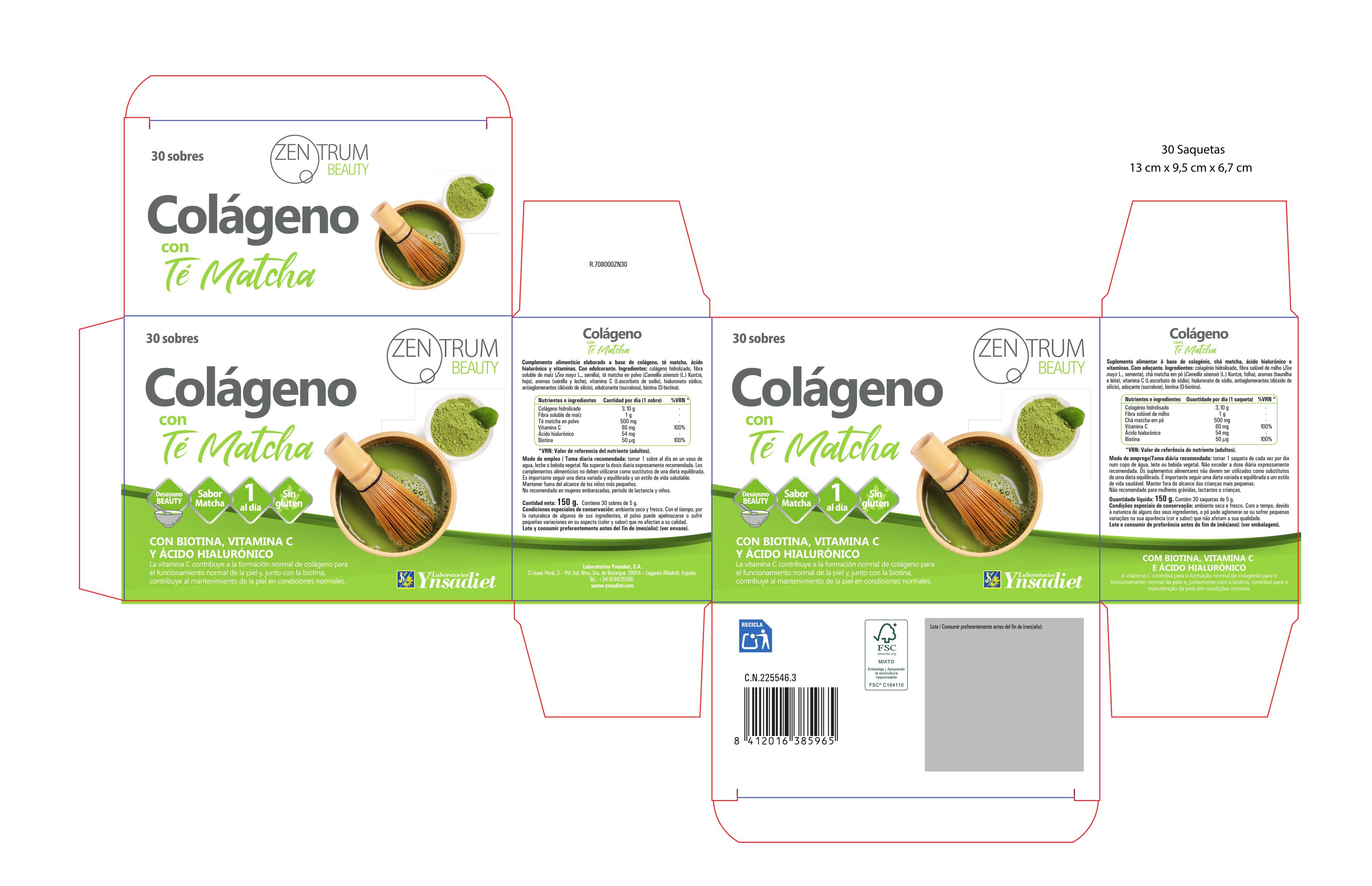 Colagénio com chá matcha